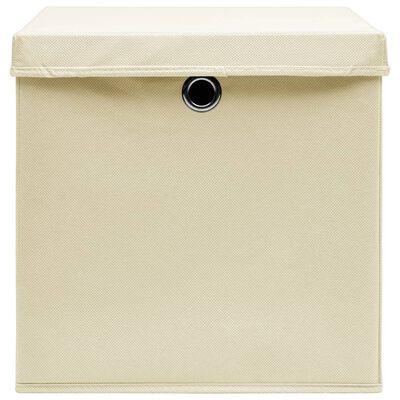 vidaXL Aufbewahrungsboxen mit Deckel 4 Stk. Creme 32x32x32 cm Stoff