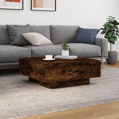 vidaXL Couchtisch mit LED-Leuchten Räuchereiche 80x80x31 cm