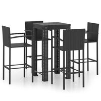 vidaXL 5-tlg. Garten-Bar-Set mit Armlehnen Poly Rattan Schwarz