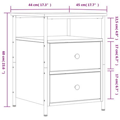 vidaXL Nachttische 2 Stk. Grau Sonoma 44x45x60 cm Holzwerkstoff