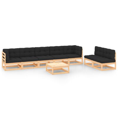 vidaXL 8-tlg. Garten-Lounge-Set mit Kissen Massivholz Kiefer