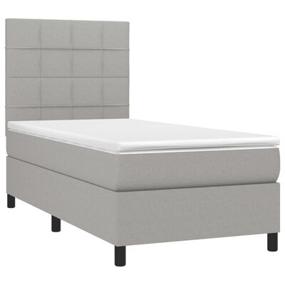 vidaXL Boxspringbett mit Matratze Hellgrau 90x200 cm Stoff