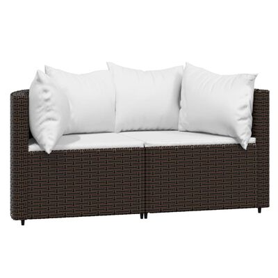 vidaXL 3-tlg. Garten-Lounge-Set mit Kissen Braun Poly Rattan