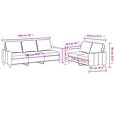 vidaXL 2-tlg. Sofagarnitur mit Kissen Taupe Stoff