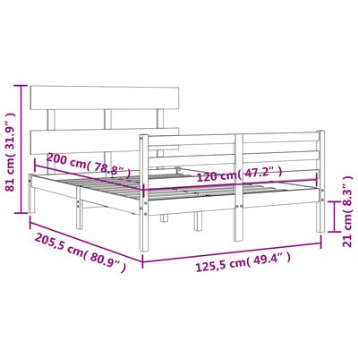 vidaXL Massivholzbett mit Kopfteil Schwarz 120x200 cm