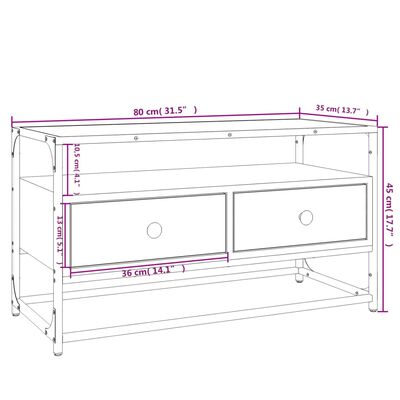 vidaXL TV-Schrank Braun Eichen-Optik 80x35x45 cm Holzwerkstoff