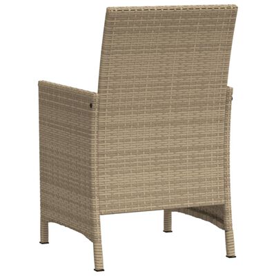 vidaXL 3-tlg. Bistro-Set mit Kissen Beige Poly Rattan