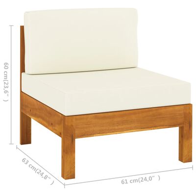 vidaXL 7-tlg. Garten-Lounge-Set mit Creme Auflagen Massivholz Akazie