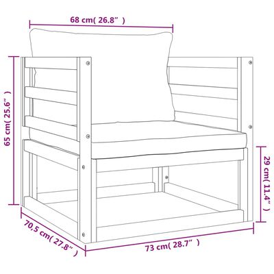 vidaXL 7-tlg. Garten-Lounge-Set mit Hellgrauen Kissen Massivholz