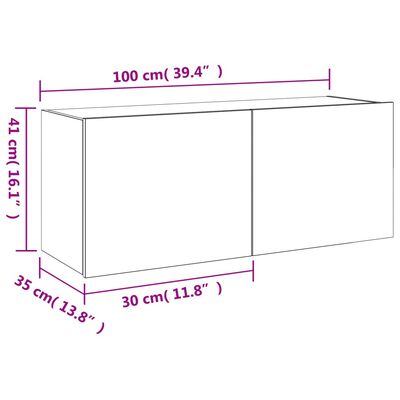 vidaXL TV-Wandschrank mit LED-Leuchten Braun Eichen-Optik 100x35x41 cm