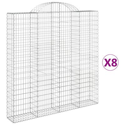 vidaXL Gabionen mit Hochbogen 8 Stk. 200x30x200/220cm Verzinktes Eisen