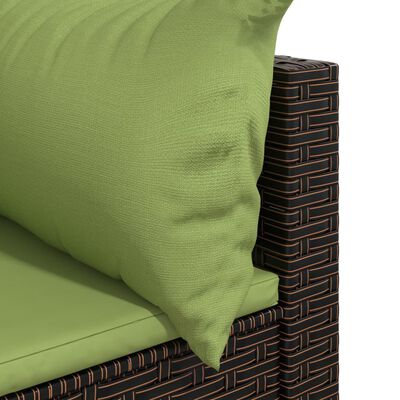 vidaXL Garten-Ecksofa mit Kissen Braun Poly Rattan