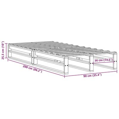 vidaXL Massivholzbett ohne Matratze Weiß 90x200 cm Kiefernholz