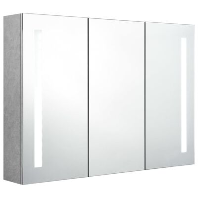 vidaXL LED-Spiegelschrank fürs Bad Betongrau 89x14x62 cm