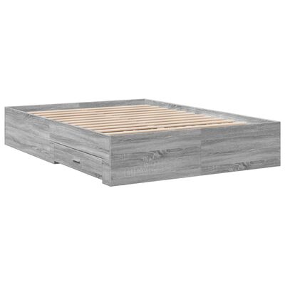 vidaXL Bettgestell mit Schubladen Grau Sonoma 140x190 cm Holzwerkstoff