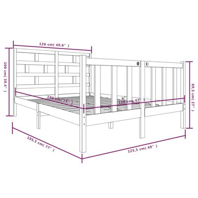 vidaXL Massivholzbett Schwarz Kiefer 120x190 cm