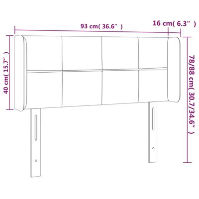 vidaXL LED Kopfteil Blau 93x16x78/88 cm Stoff