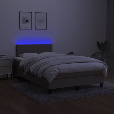 vidaXL Boxspringbett mit Matratze & LED Taupe 120x190 cm Stoff