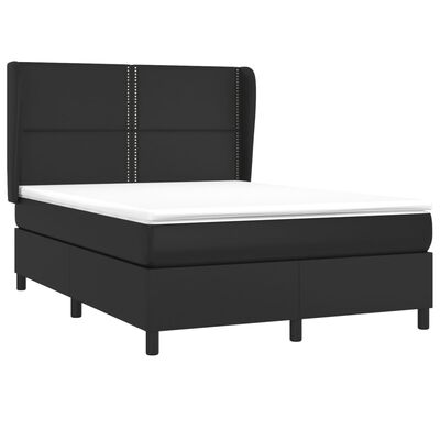 vidaXL Boxspringbett mit Matratze Schwarz 140x200 cm Kunstleder