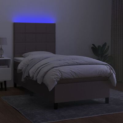 vidaXL Boxspringbett mit Matratze & LED Taupe 80x200 cm Stoff