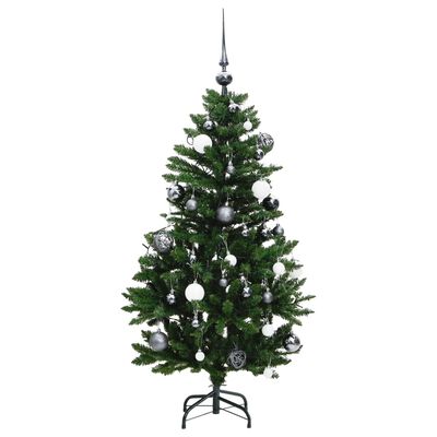 vidaXL Künstlicher Weihnachtsbaum Klappbar 150 LEDs & Kugeln 150 cm