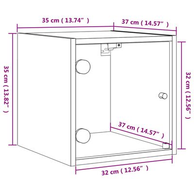 vidaXL Nachttische mit Glastüren 2 Stk. Betongrau 35x37x35 cm