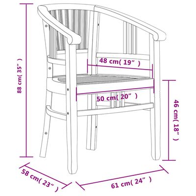 vidaXL 3-tlg. Garten-Essgruppe Massivholz Teak