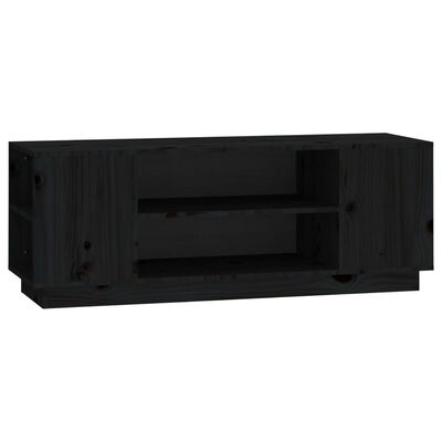 vidaXL TV-Schrank Schwarz 110x35x40,5 cm Massivholz Kiefer