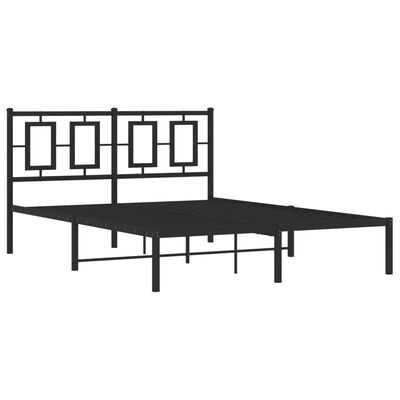 vidaXL Bettgestell mit Kopfteil Metall Schwarz 135x190 cm