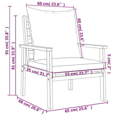 vidaXL 5-tlg. Garten-Lounge-Set mit Kissen Massivholz Akazie