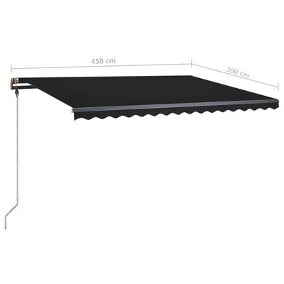 vidaXL Markise Manuell Einziehbar mit LED 450x300 cm Anthrazit