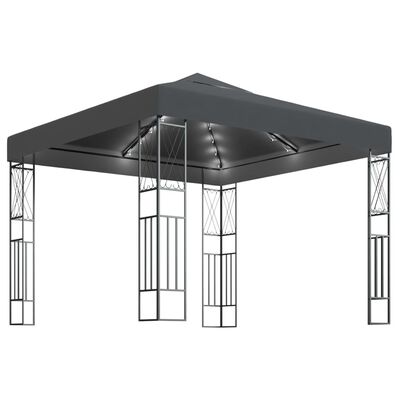 vidaXL Pavillon mit LED-Lichterkette 3x3 m Anthrazit Stoff