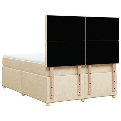 vidaXL Boxspringbett mit Matratze Creme 160x200 cm Stoff