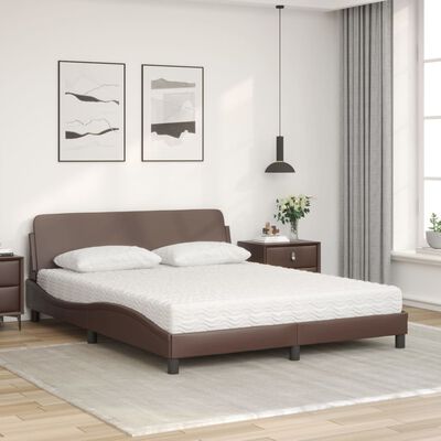 vidaXL Bett mit Matratze Braun 160x200 cm Kunstleder