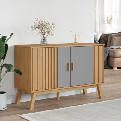 vidaXL Sideboard OLDEN Grau und Braun 114x43x73,5 cm Massivholz Kiefer