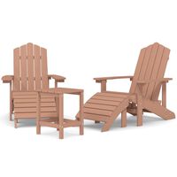 vidaXL Adirondack-Gartenstühle mit Hocker & Tisch HDPE Braun