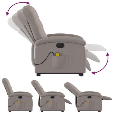 vidaXL Elektrischer Massagesessel mit Aufstehhilfe Taupe Stoff