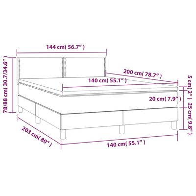 vidaXL Boxspringbett mit Matratze Dunkelbraun 140x200 cm Stoff