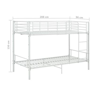 vidaXL Etagenbett Weiß Metall 90×200 cm