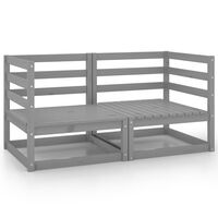 vidaXL Gartensofa 2-Sitzer Grau Massivholz Kiefer