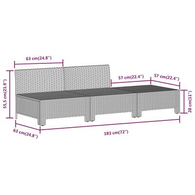 vidaXL 6-tlg. Garten-Lounge-Set mit Kissen Grau Poly Rattan