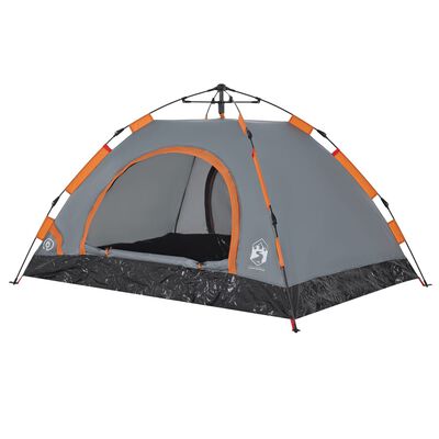 vidaXL Campingzelt 2 Personen Grau und Orange Quick Release