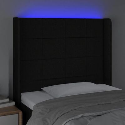 vidaXL LED Kopfteil Schwarz 103x16x118/128 cm Stoff