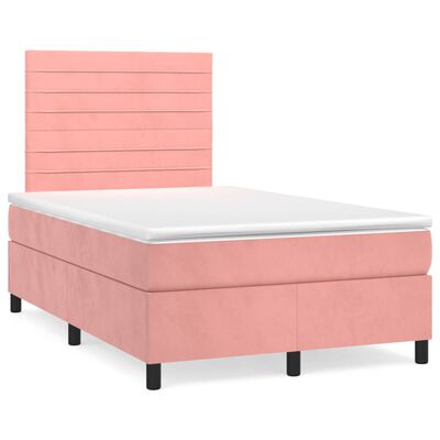 vidaXL Boxspringbett mit Matratze Rosa 120x200 cm Samt