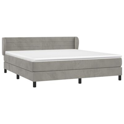 vidaXL Boxspringbett mit Matratze Hellgrau 180x200 cm Samt