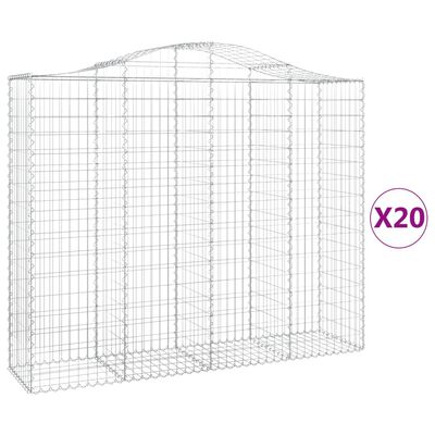 vidaXL Gabionen mit Hochbogen 20Stk. 200x50x160/180cm Verzinktes Eisen