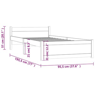 vidaXL Massivholzbett 90x190 cm