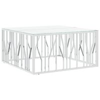 vidaXL Couchtisch Silbern 100x100x50 cm Edelstahl und Glas