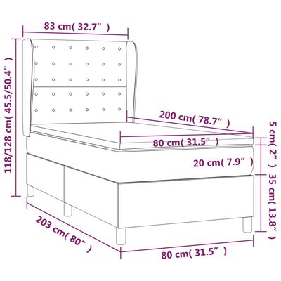 vidaXL Boxspringbett mit Matratze Blau 80x200 cm Stoff