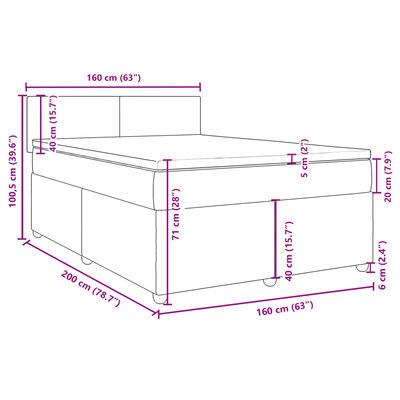 vidaXL Boxspringbett mit Matratze Creme 160x200 cm Stoff